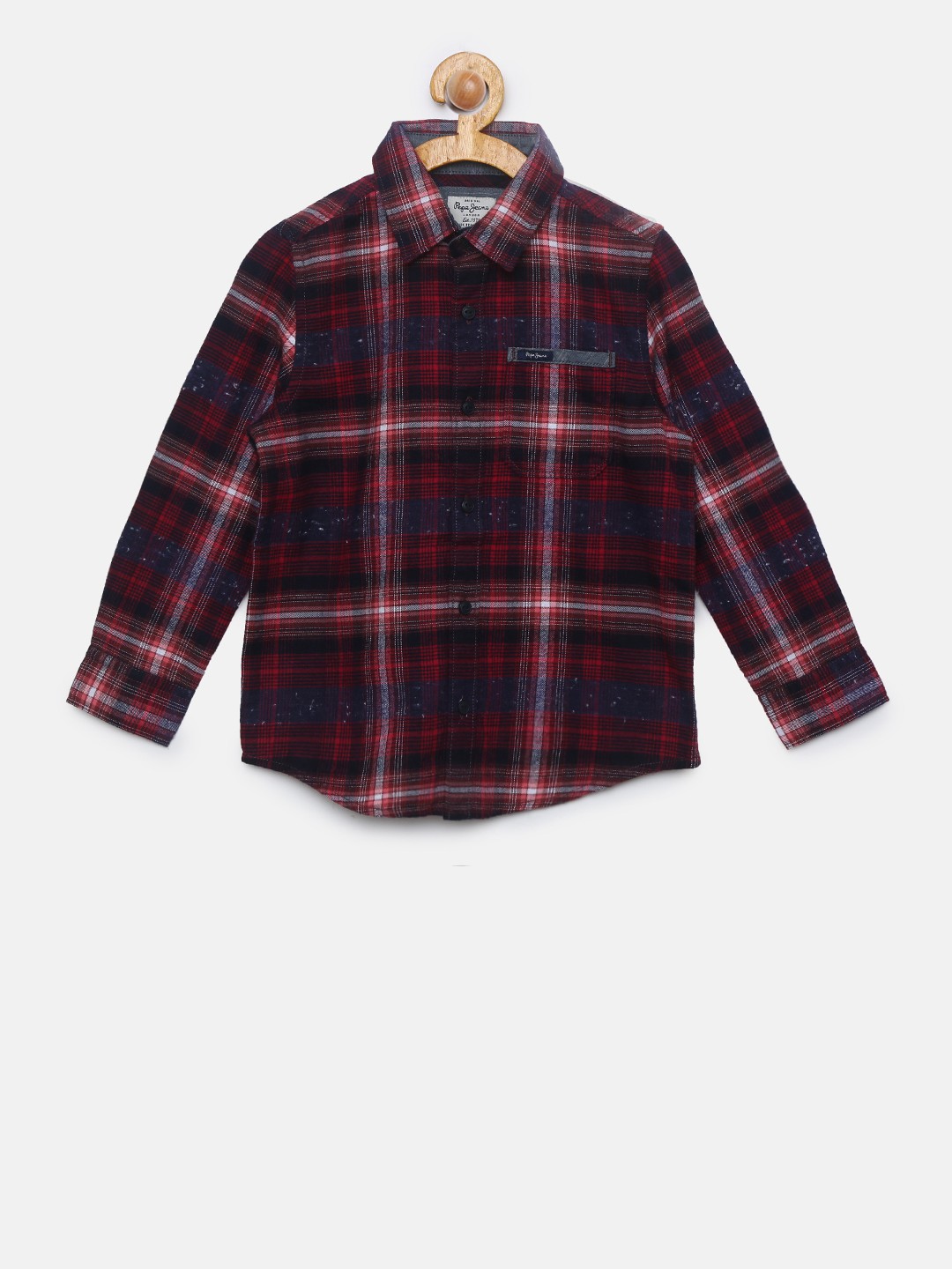 

Pepe Jeans Boys Red & Blue Regular Fit Checked Casual Shirt