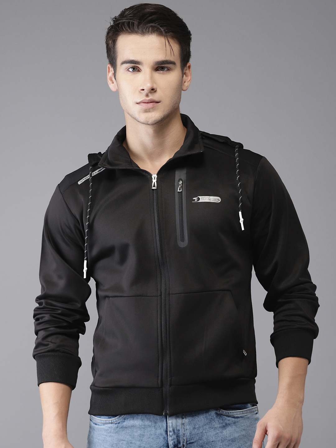 

The Indian Garage Co Men Black Solid Sporty Jacket