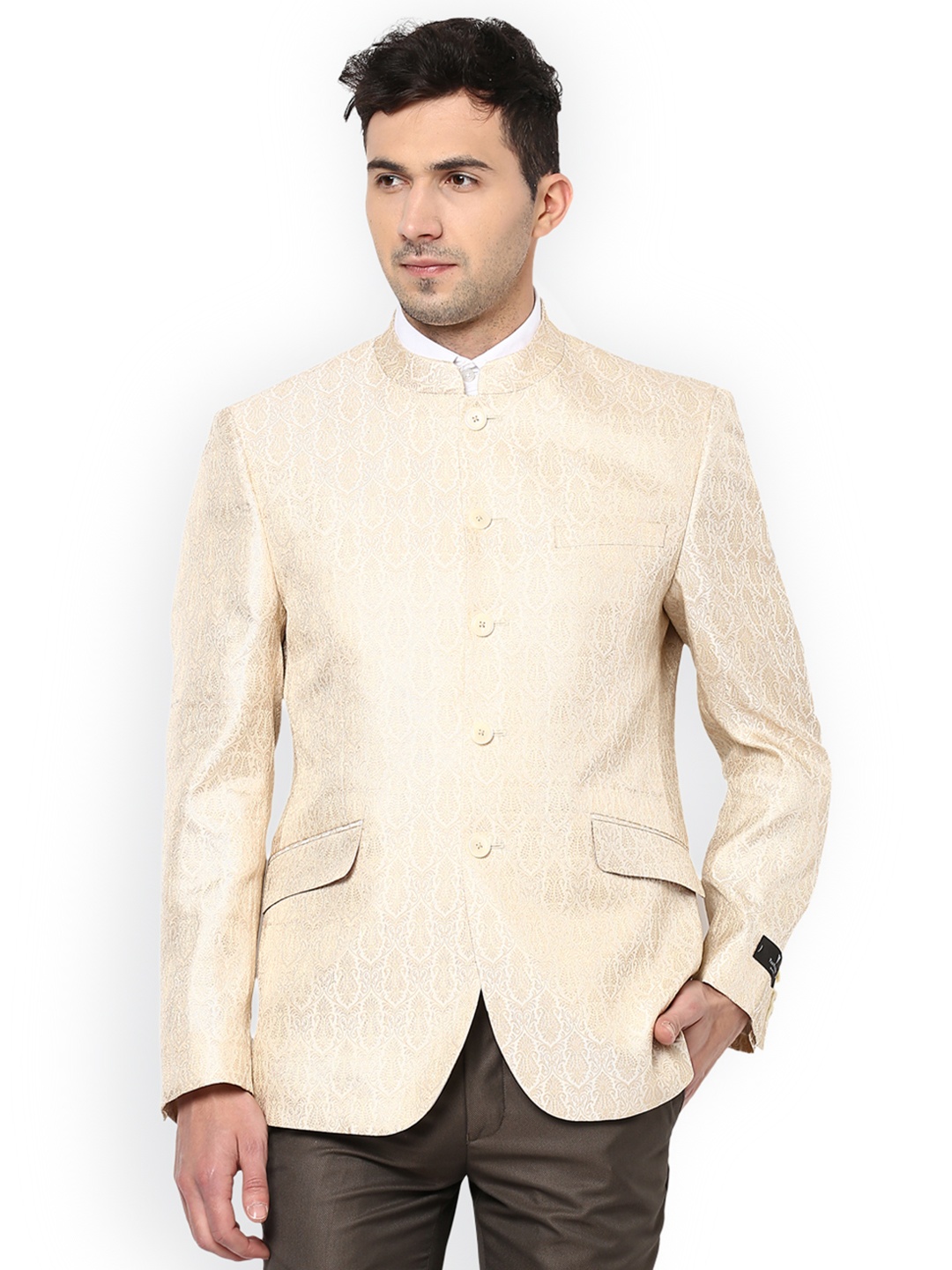 

Van Heusen Men Beige Self Design Single-Breasted Slim Fit Formal Blazer