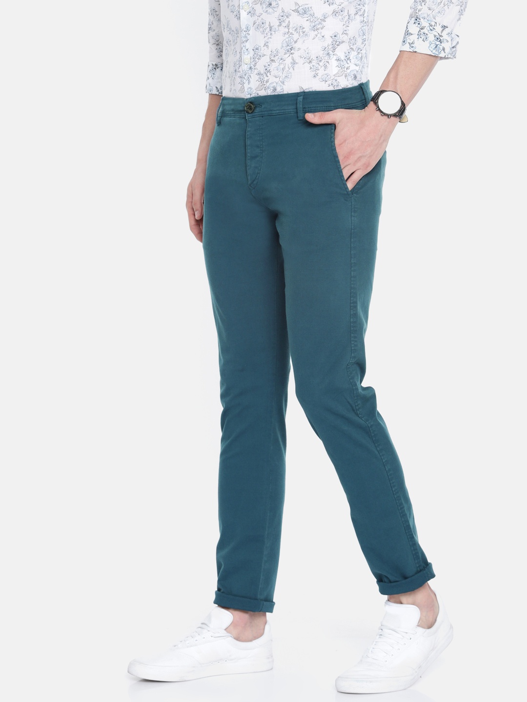 

SELECTED Men Blue Skinny Fit Solid Chinos