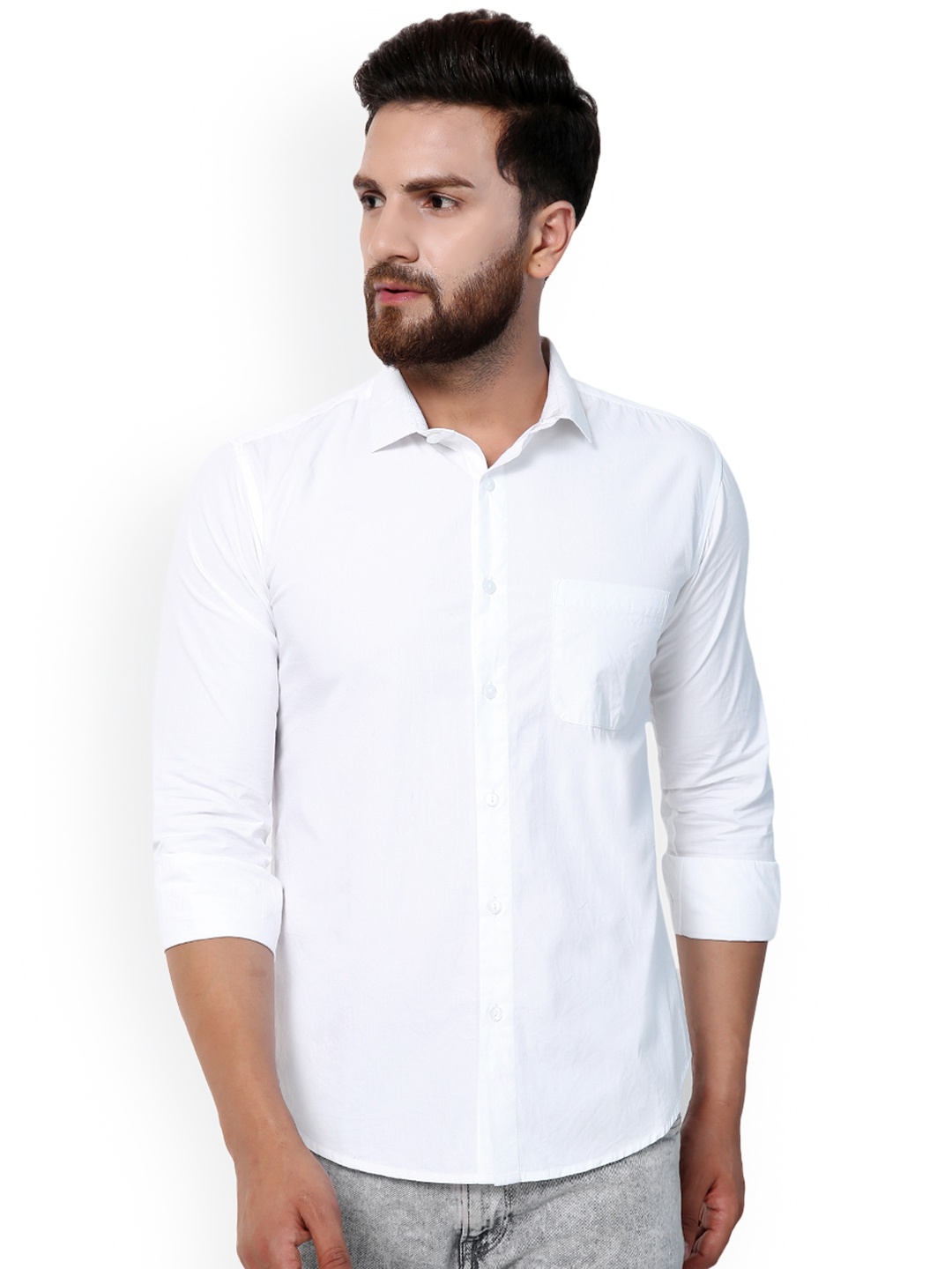 

Purple State Men White Slim Fit Solid Casual Shirt