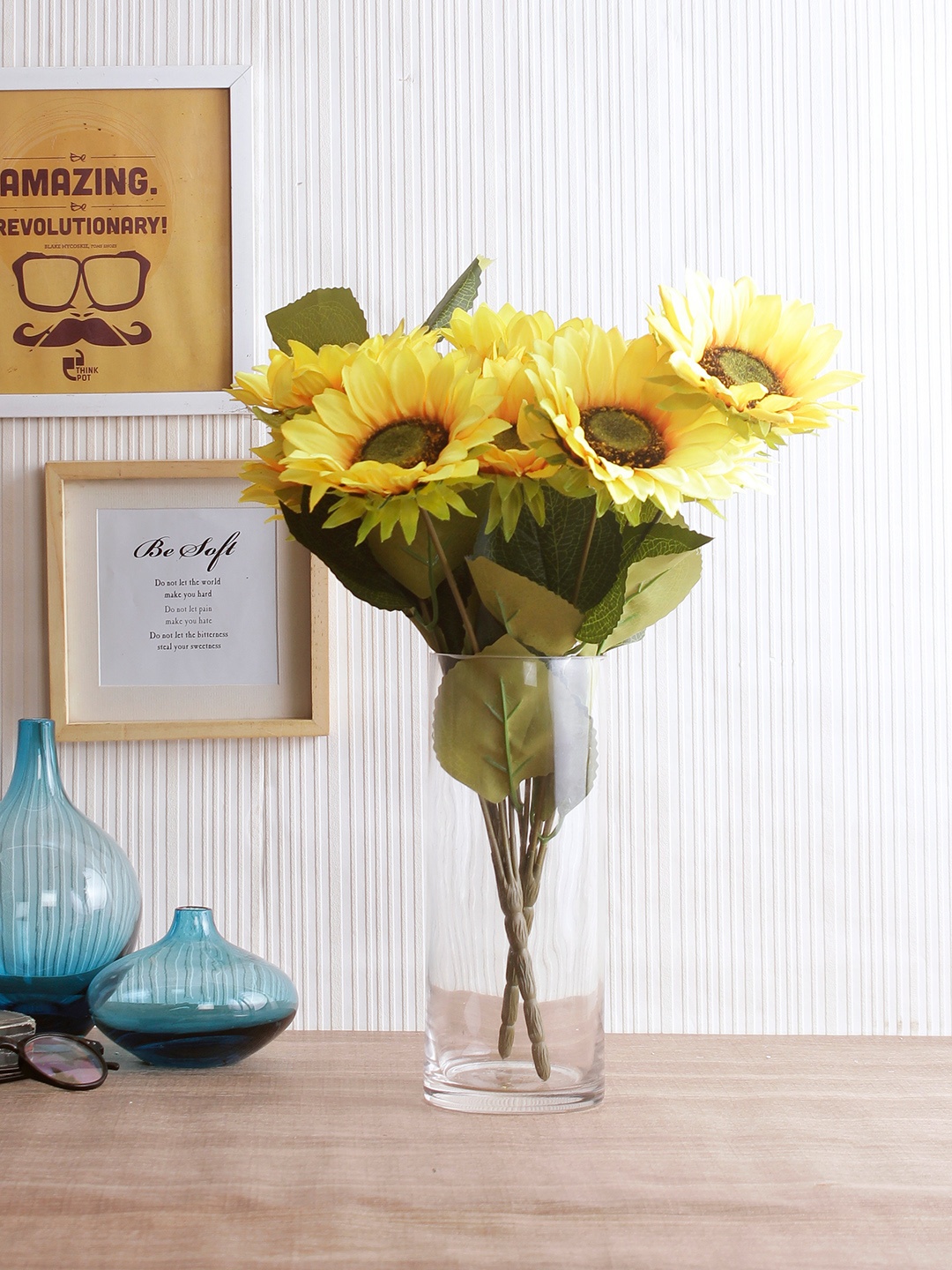 

Fourwalls Pink Set of 2 Artificial Sunflower Flower Bunches, Yellow