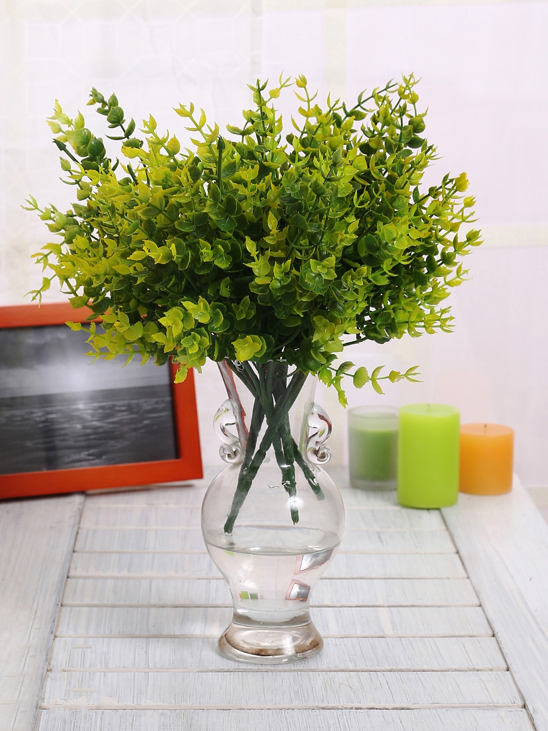 

Fourwalls Set Of 3 Green Artificial Plastic Green Bush without Pot