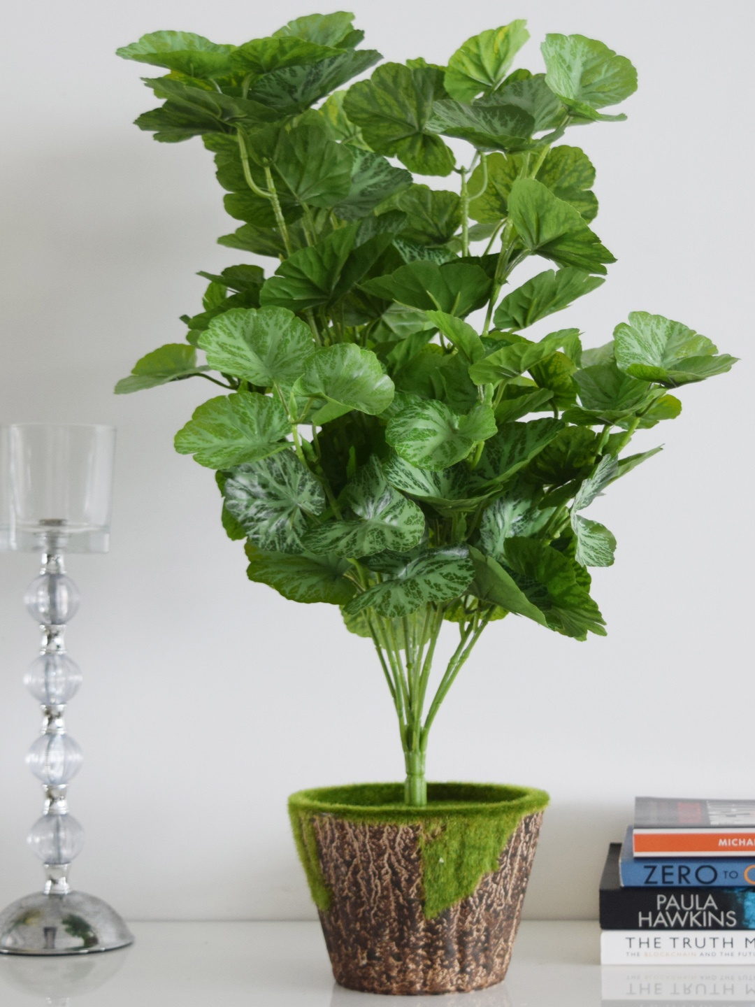 

Fourwalls Green Artificial Geranium Floor Plant Without Pot
