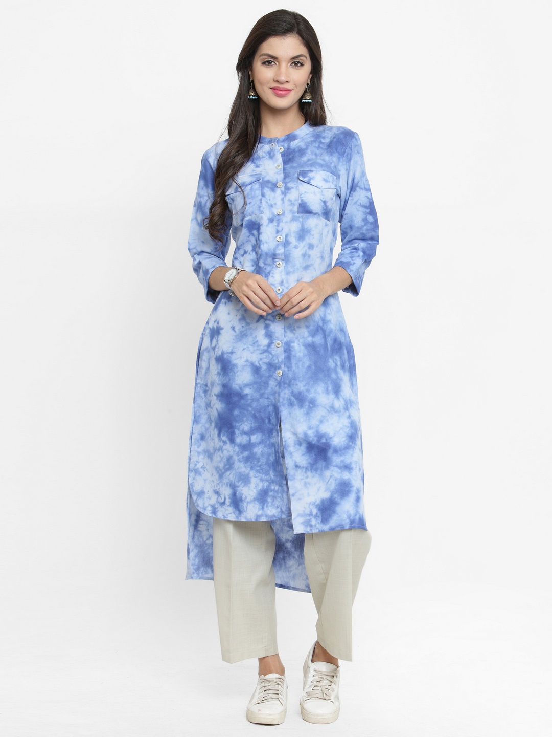 

Indibelle Women Blue Dyed Straight Kurta