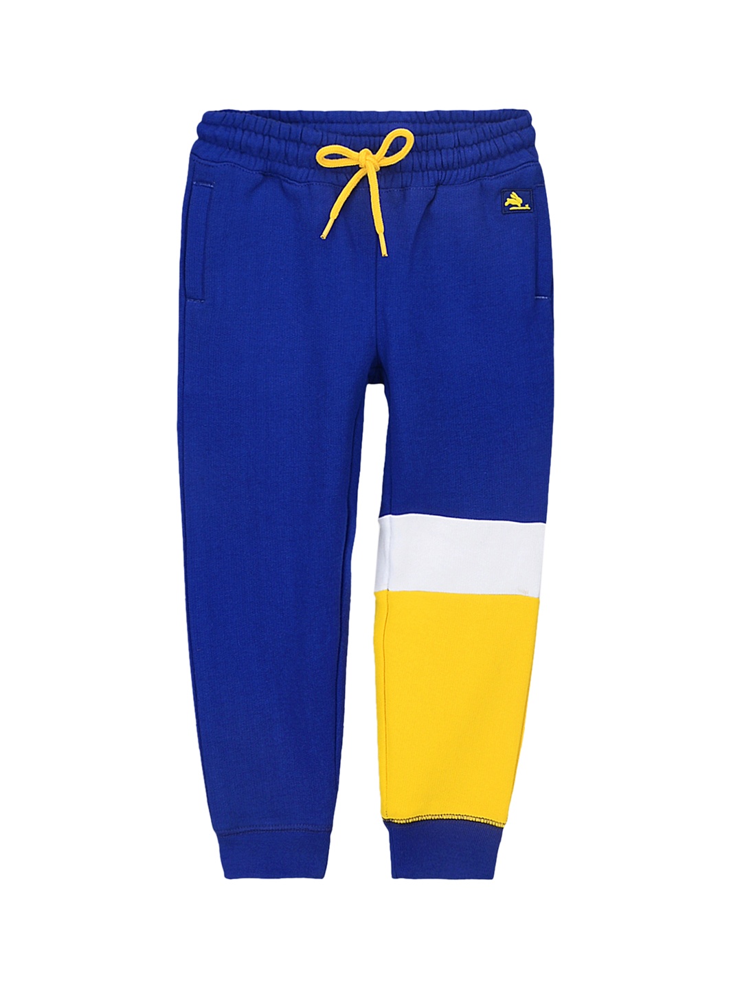 

Cherry Crumble Kids Blue & Yellow Colourblocked Slim Fit Joggers