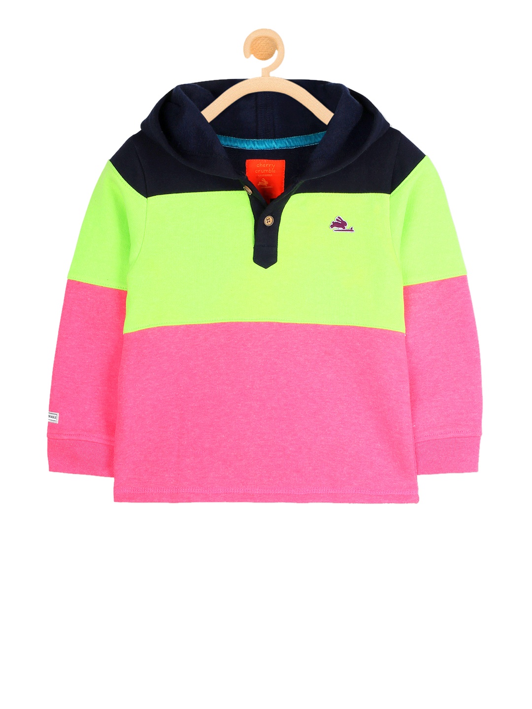 

Cherry Crumble Boys and Girls Pink Solid Crisp Hooded Sweatshirt