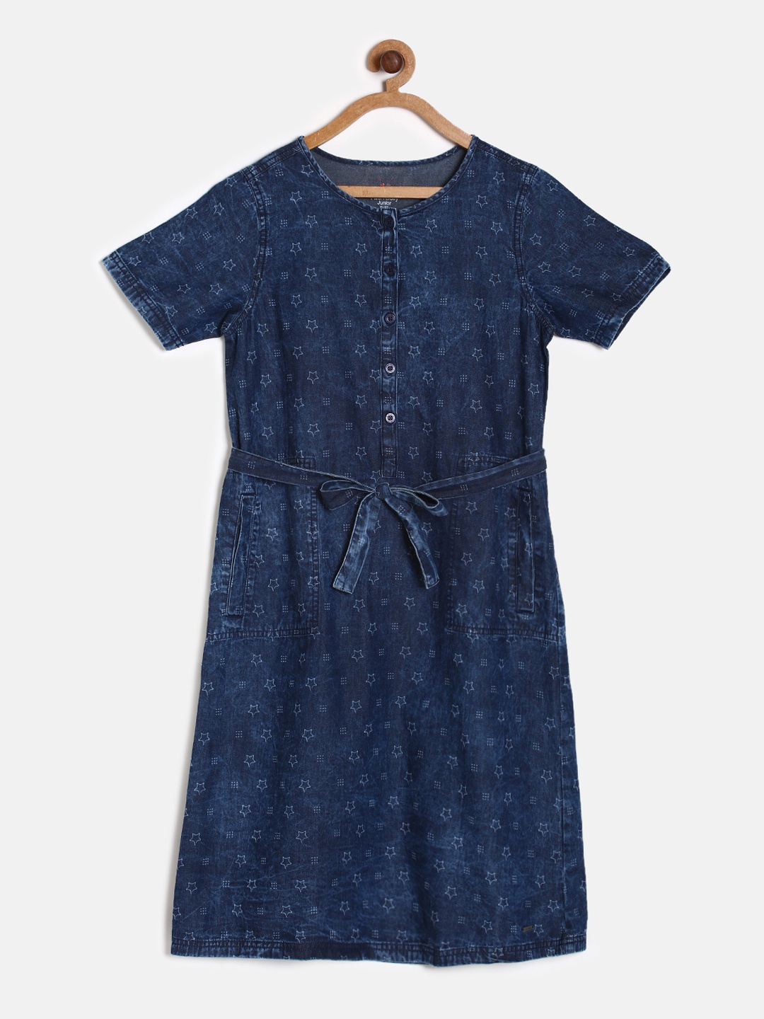 

Allen Solly Junior Girls Navy Blue Printed A-Line Dress