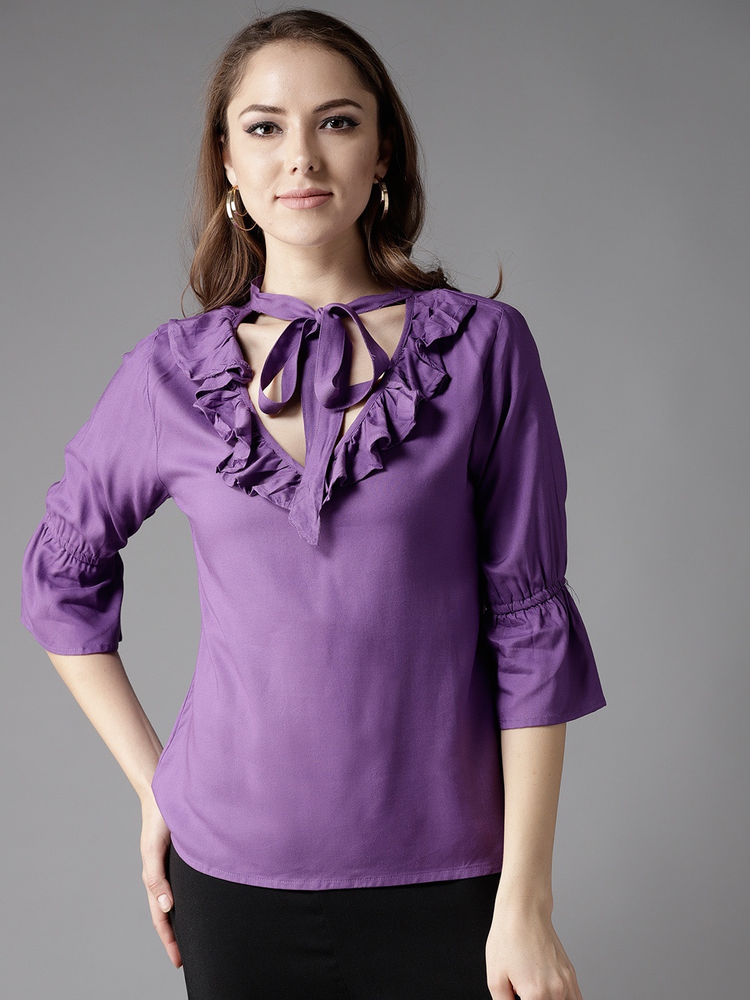 

Moda Rapido Women Purple Solid Top