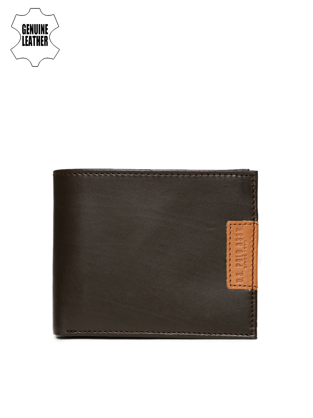 

U.S. Polo Assn. Men Brown Solid Genuine Leather Two Fold Wallet