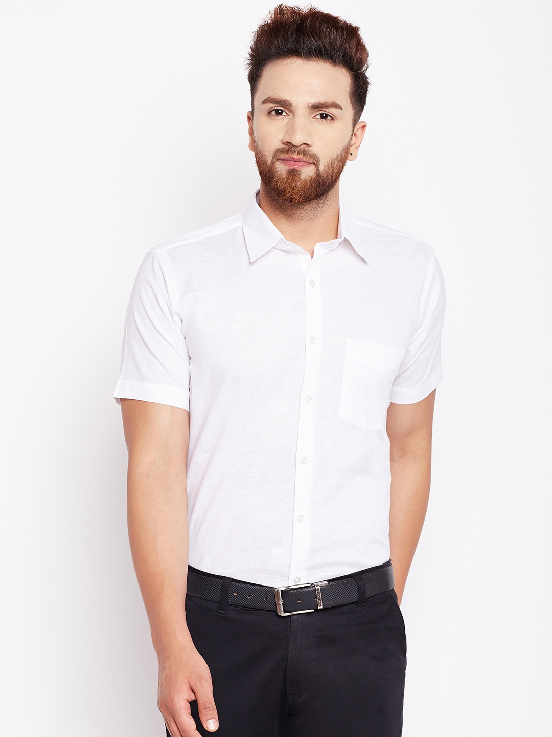 

Hancock Men White Slim Fit Solid Formal Shirt