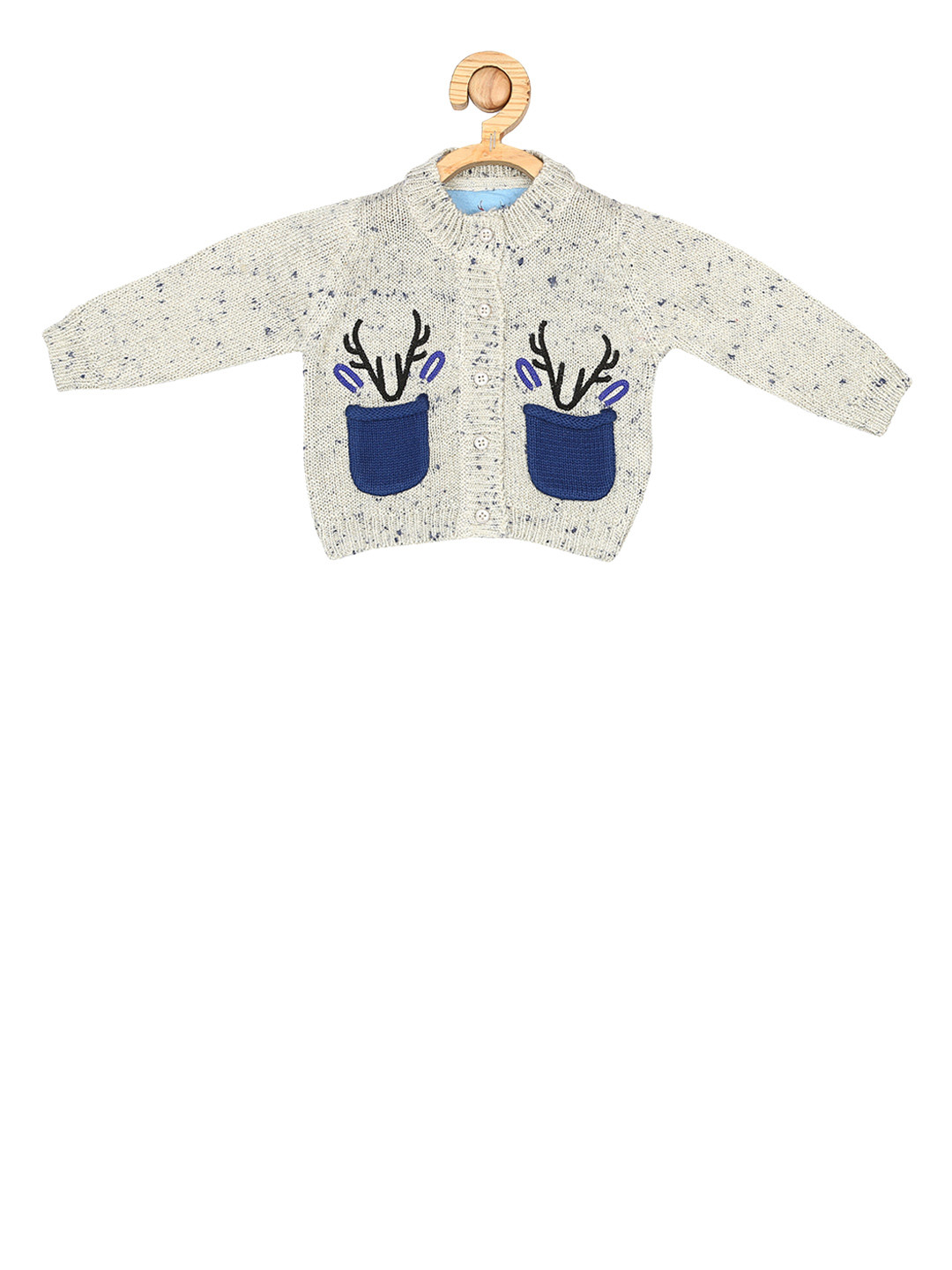 

Allen Solly Junior Boys Grey & Blue Self Design Cardigan