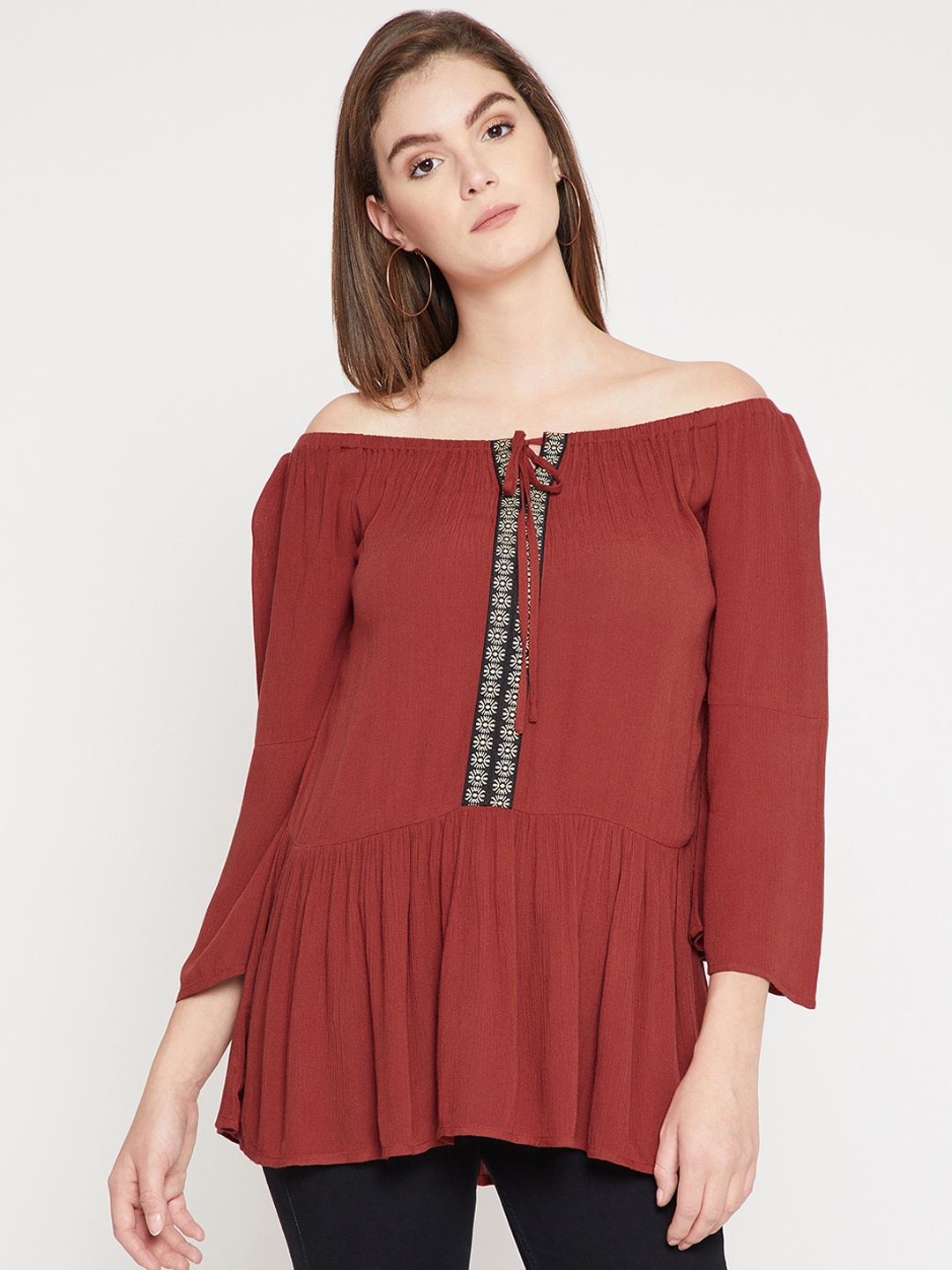 

RARE Women Rust Solid A-Line Top
