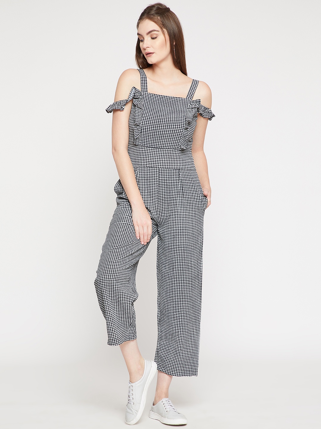 

RARE Black & White Checked Culotte Jumpsuit