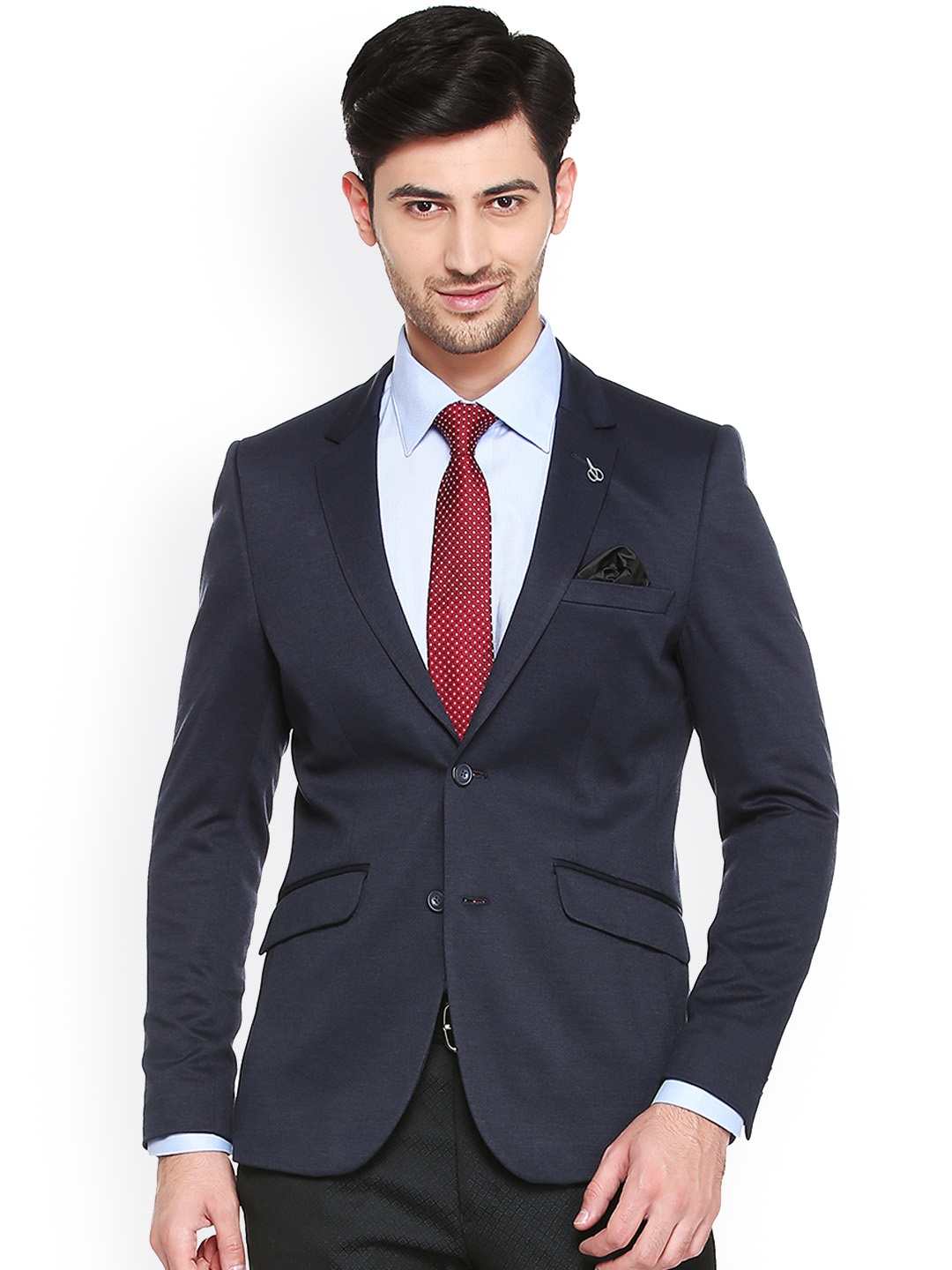 

Van Heusen Men Navy Blue Solid Slim Fit Single-Breasted Formal Blazer