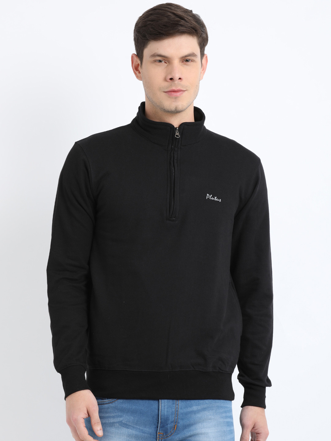 

Plutus Men Black Solid Sweatshirt