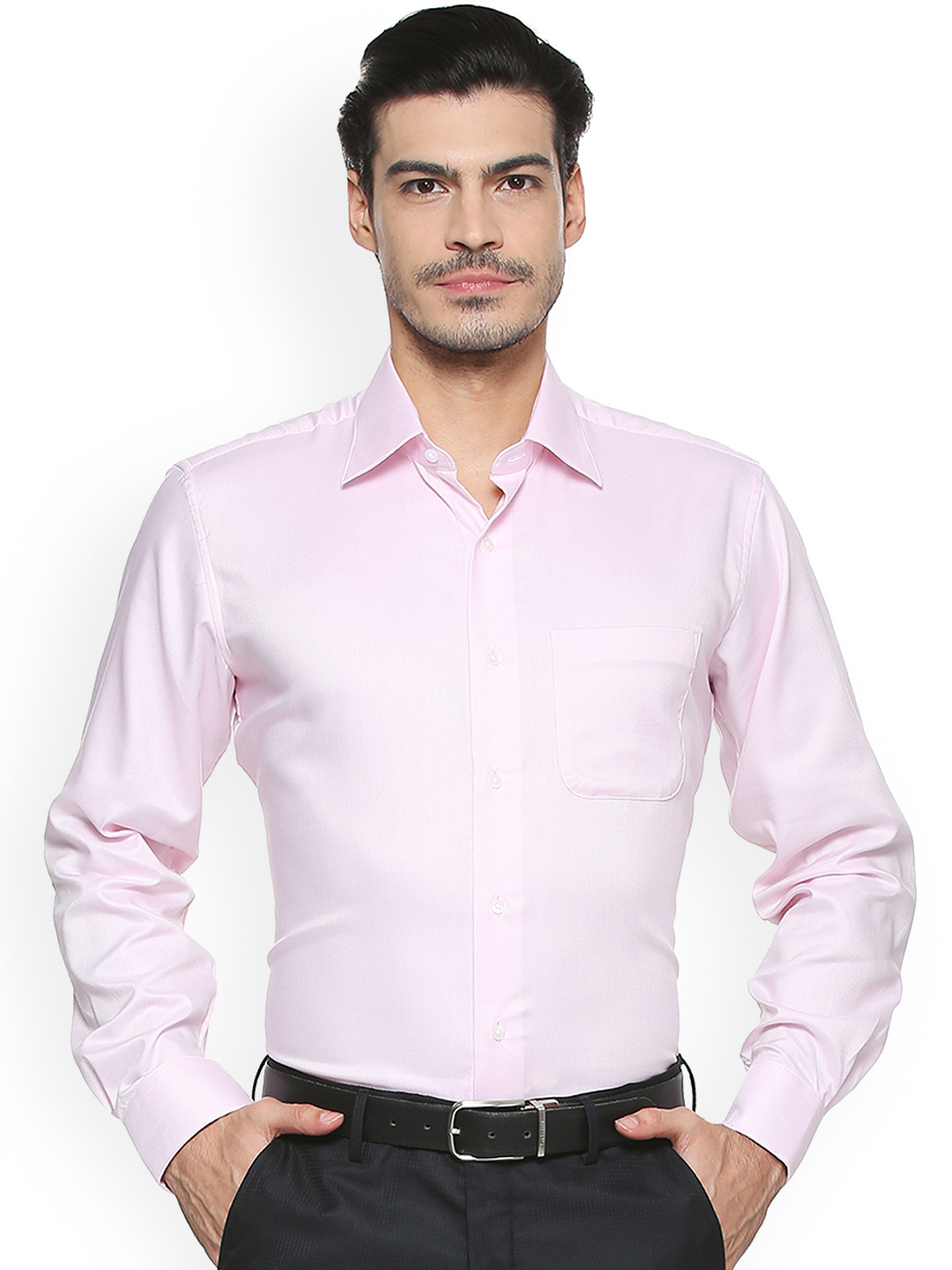 

Van Heusen Men Pink Regular Fit Self Design Formal Shirt