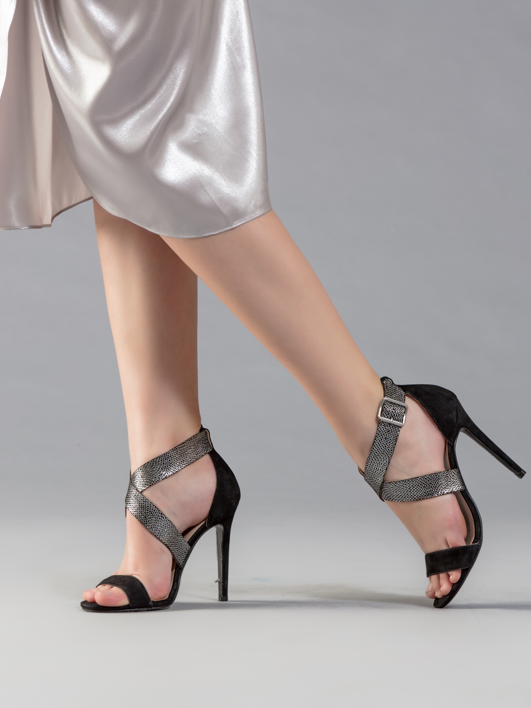 

Saint G Women Black Leather Strappy Stiletto Heel
