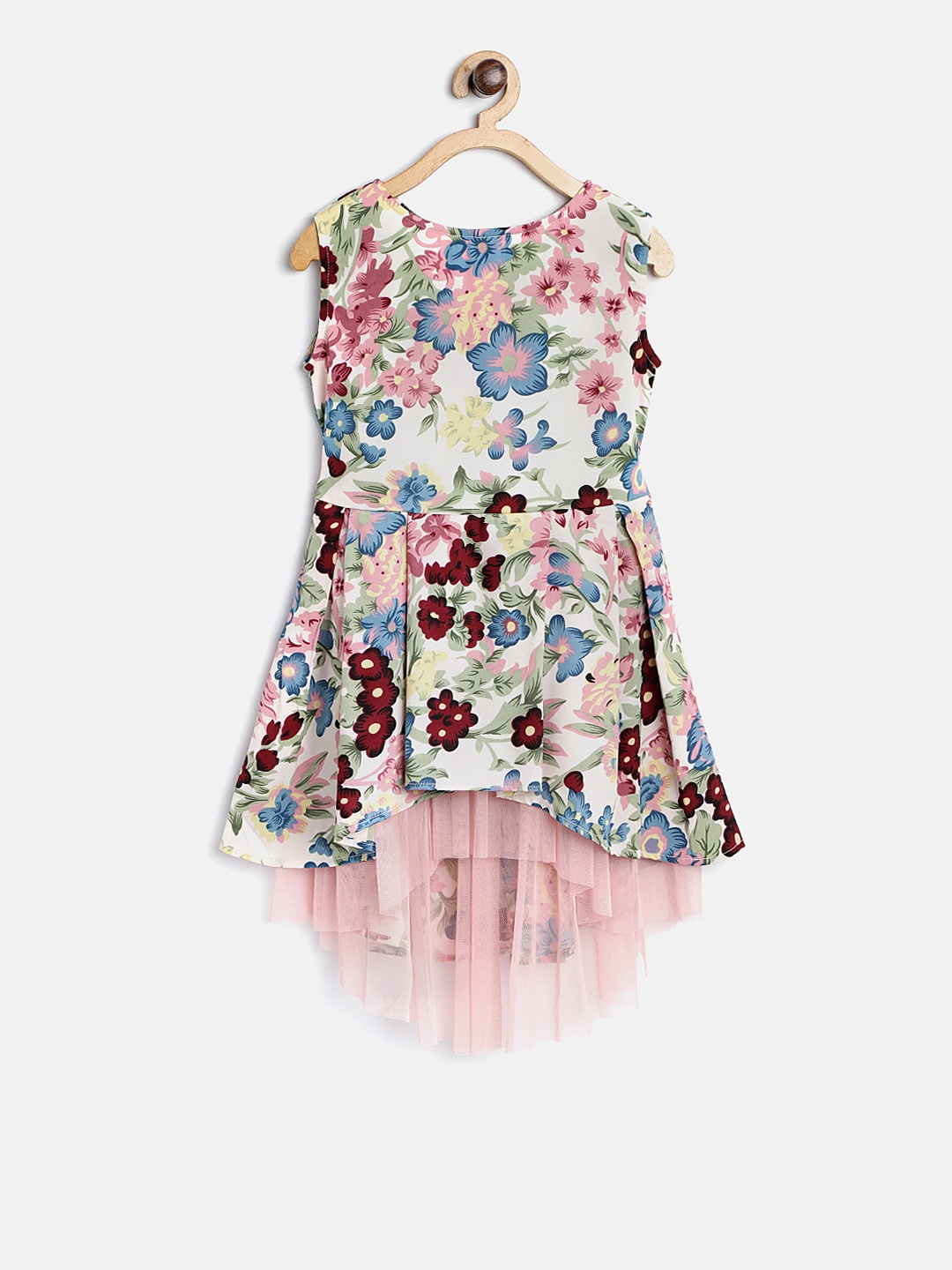 

StyleStone Girls Off-White & Blue Floral Print Fit & Flare Dress