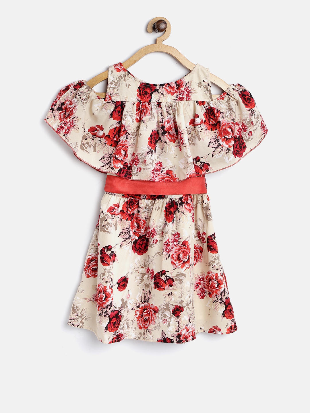 

StyleStone Girls Beige & Red Printed A-Line Dress
