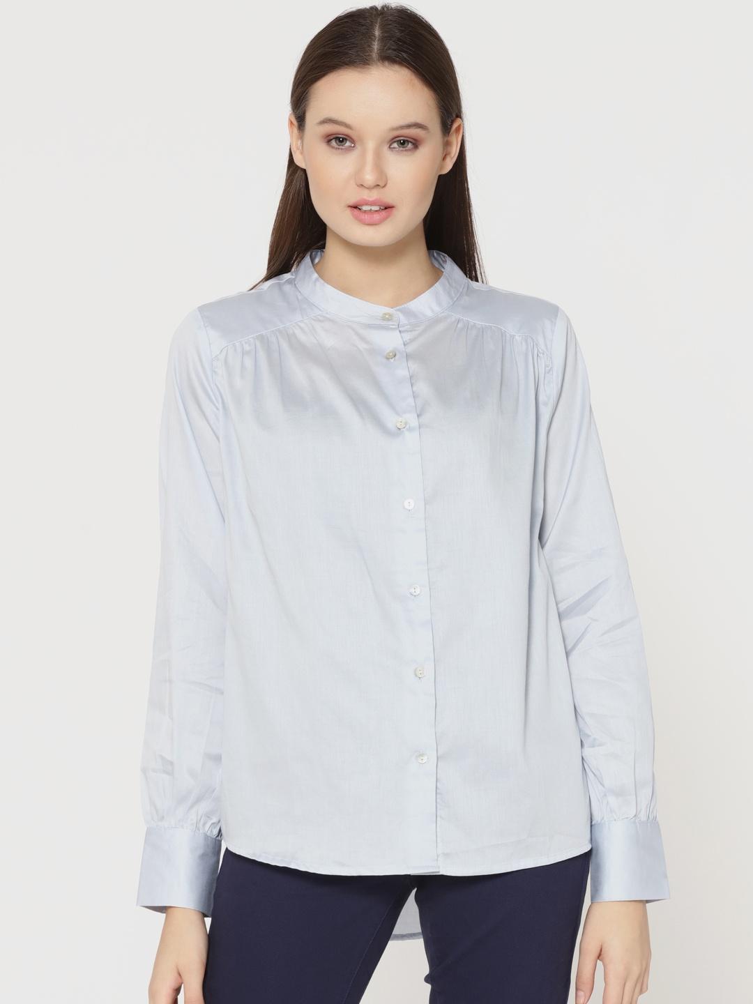 

ONLY Women Blue Regular Fit Solid Casual Shirt