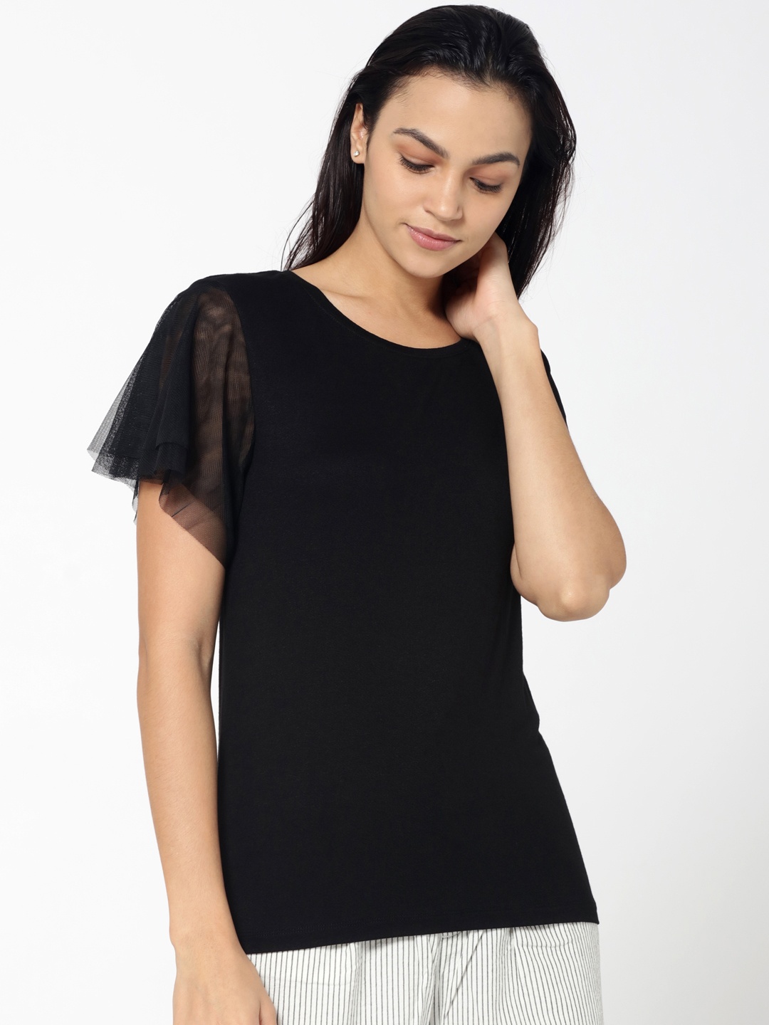 

ONLY Women Black Solid Top