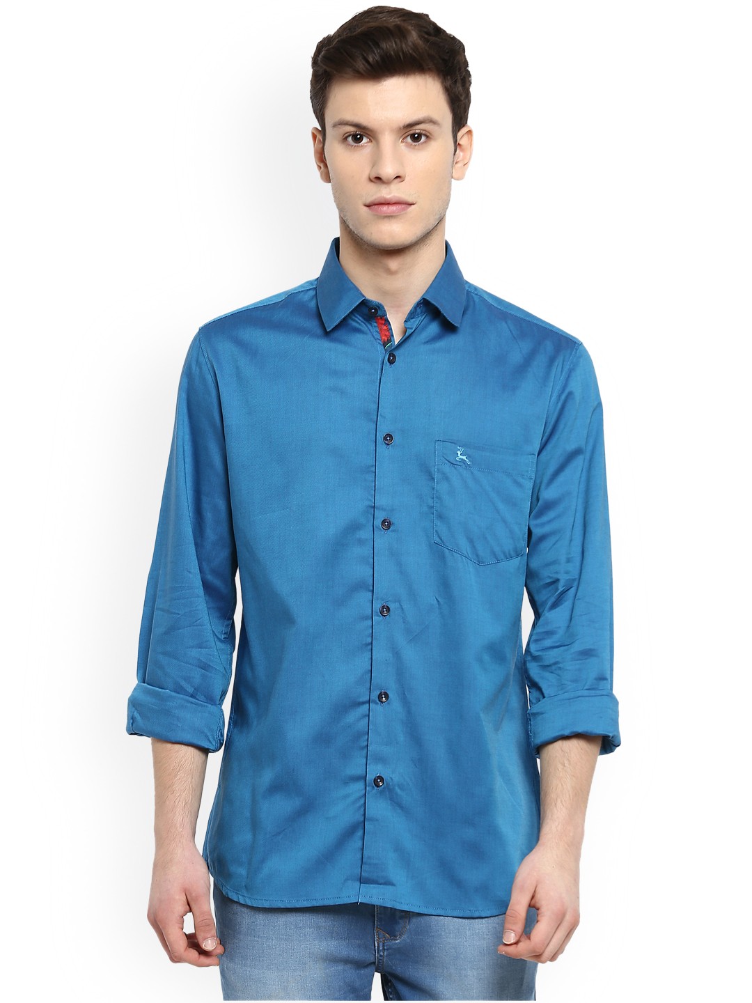 

Parx Men Blue Slim Fit Solid Casual Shirt