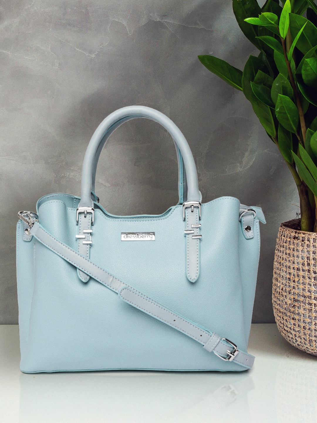 

DressBerry Blue Solid Handheld Bag