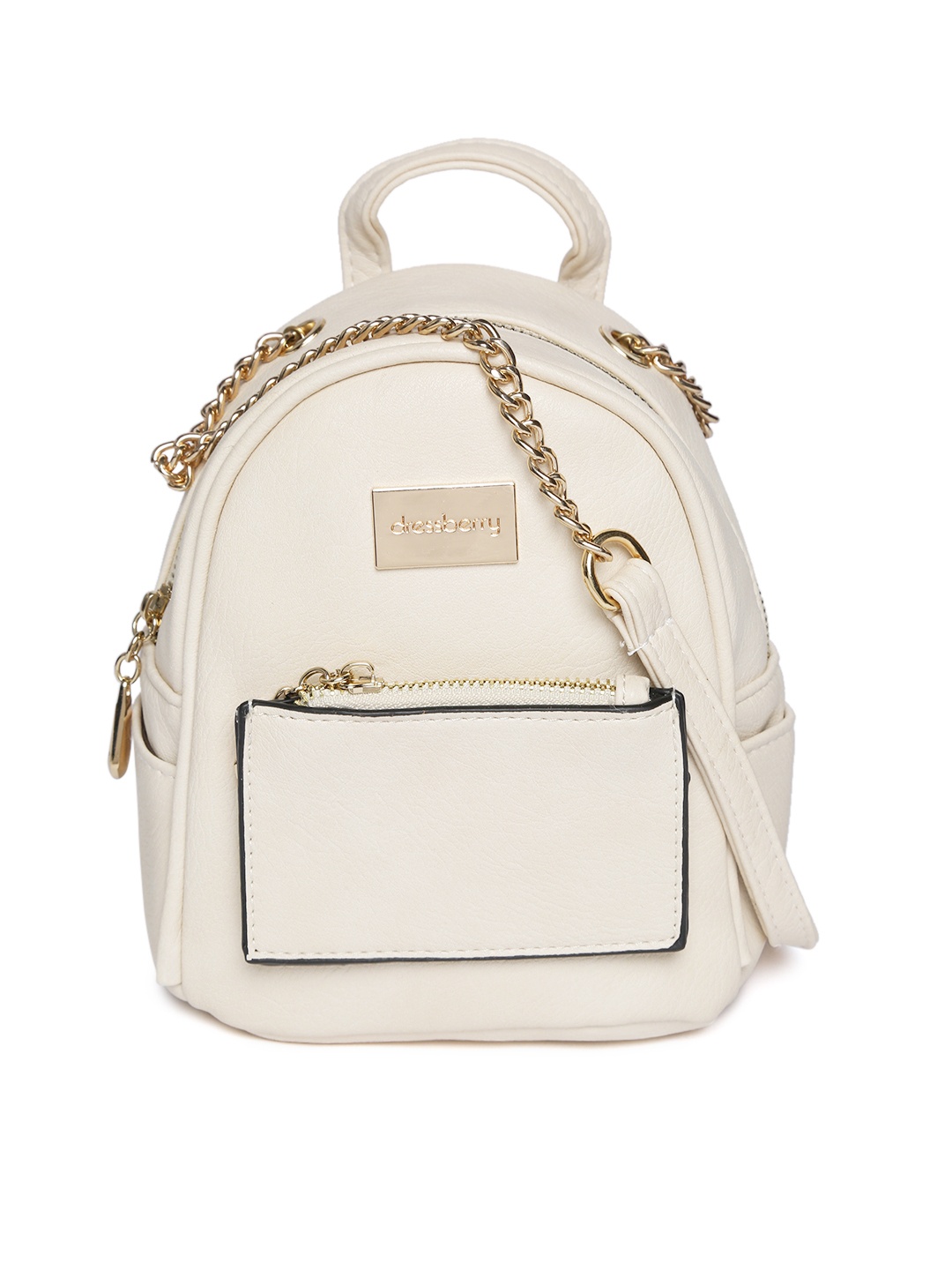 

DressBerry Women Cream-Coloured Solid Backpack cum Shoulder Bag