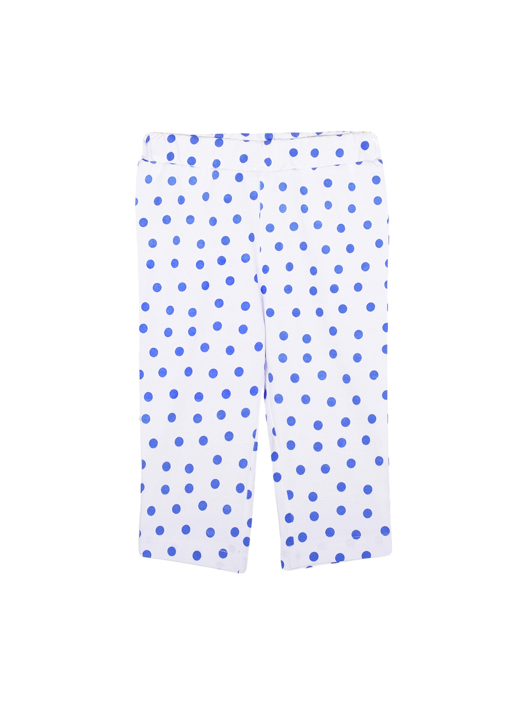 

CACA CINA Girls White & Blue Printed Regular Fit Capris