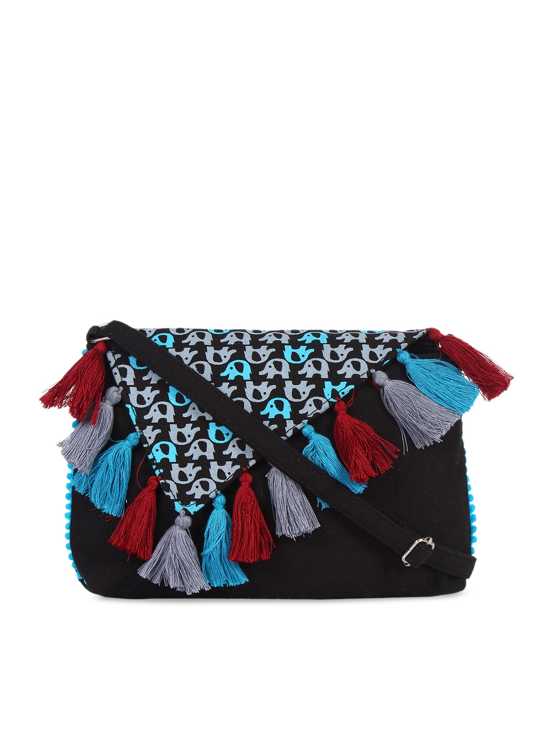 

Anekaant Black & Blue Printed Sling Bag