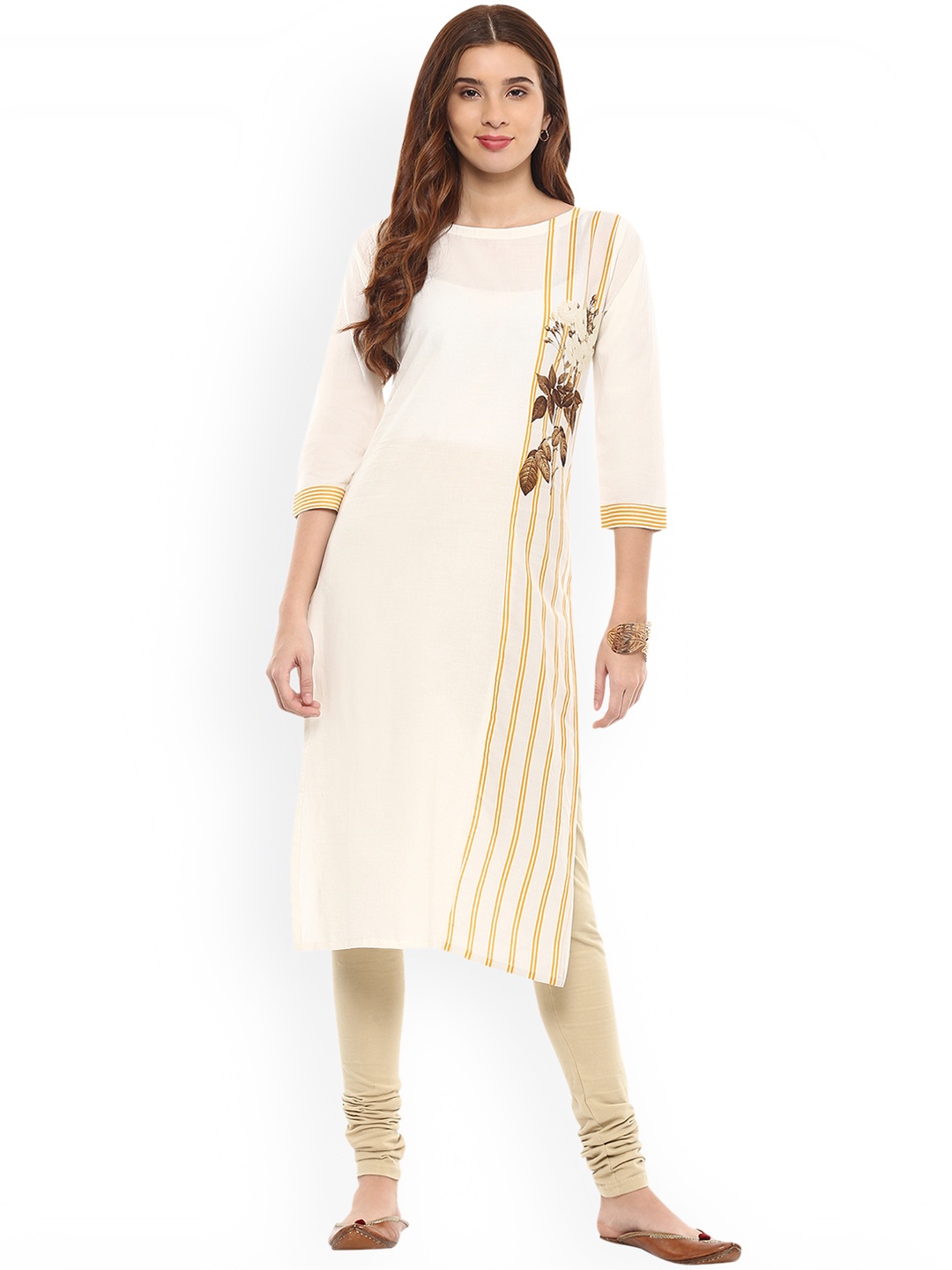 

Trend Factory Women Off-White Printed Straight Kurta