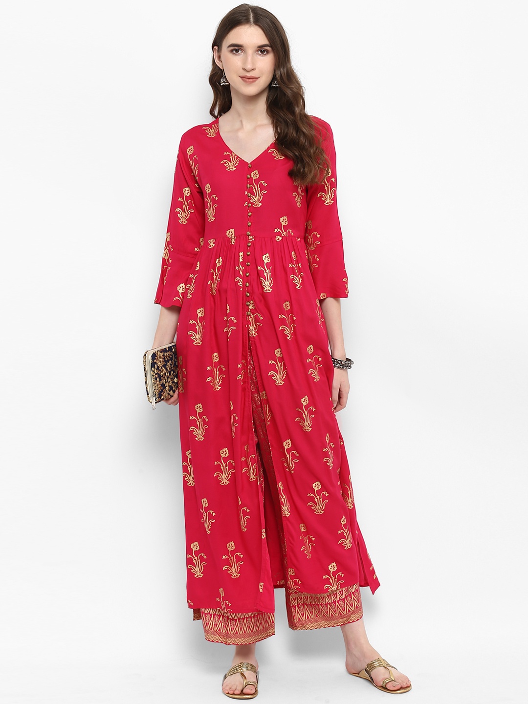 

Varanga Women Magenta Printed Kurta with Palazzos