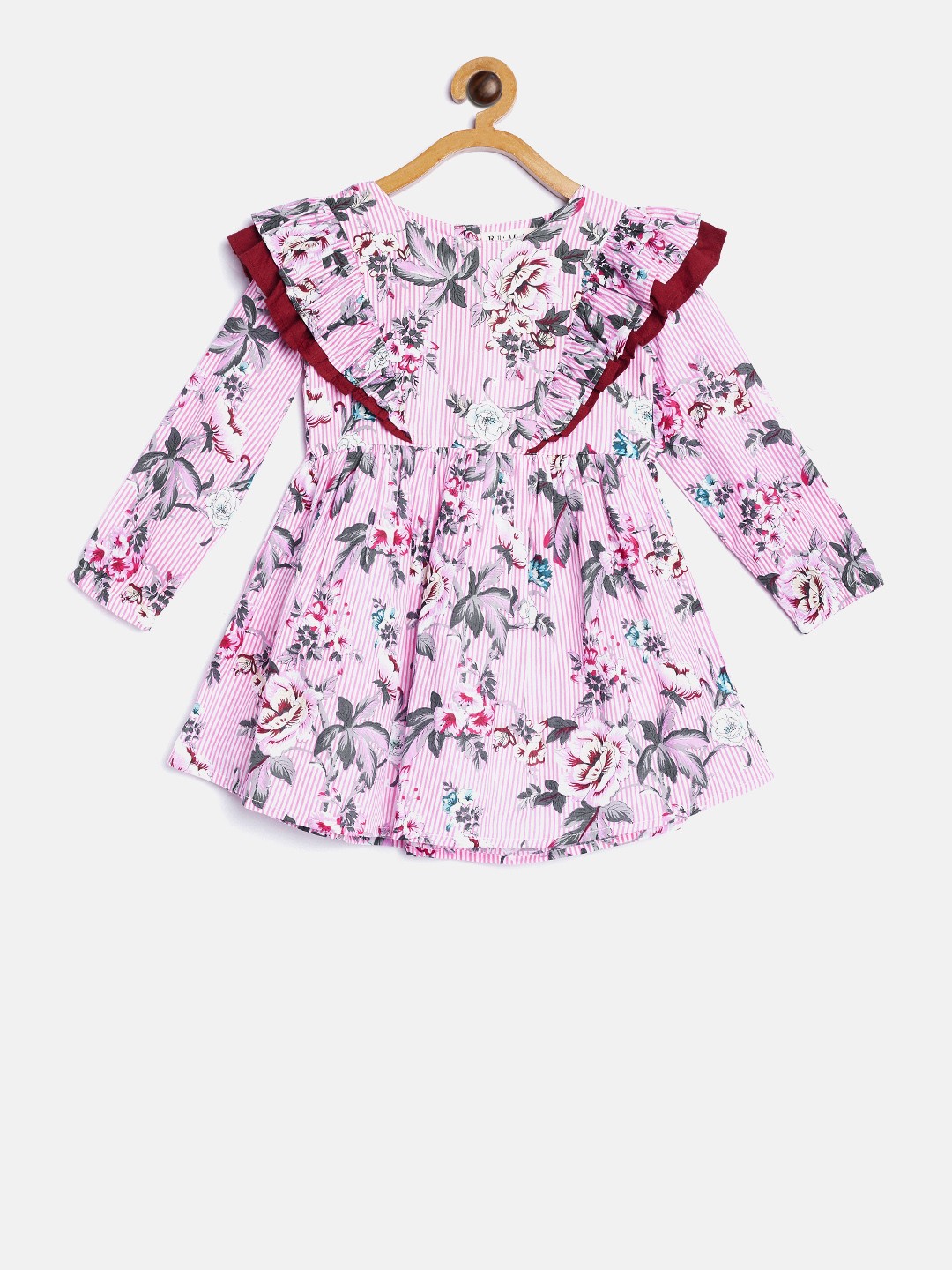 

Bella Moda Girls Pink & Grey Printed Fit and Flare Dress