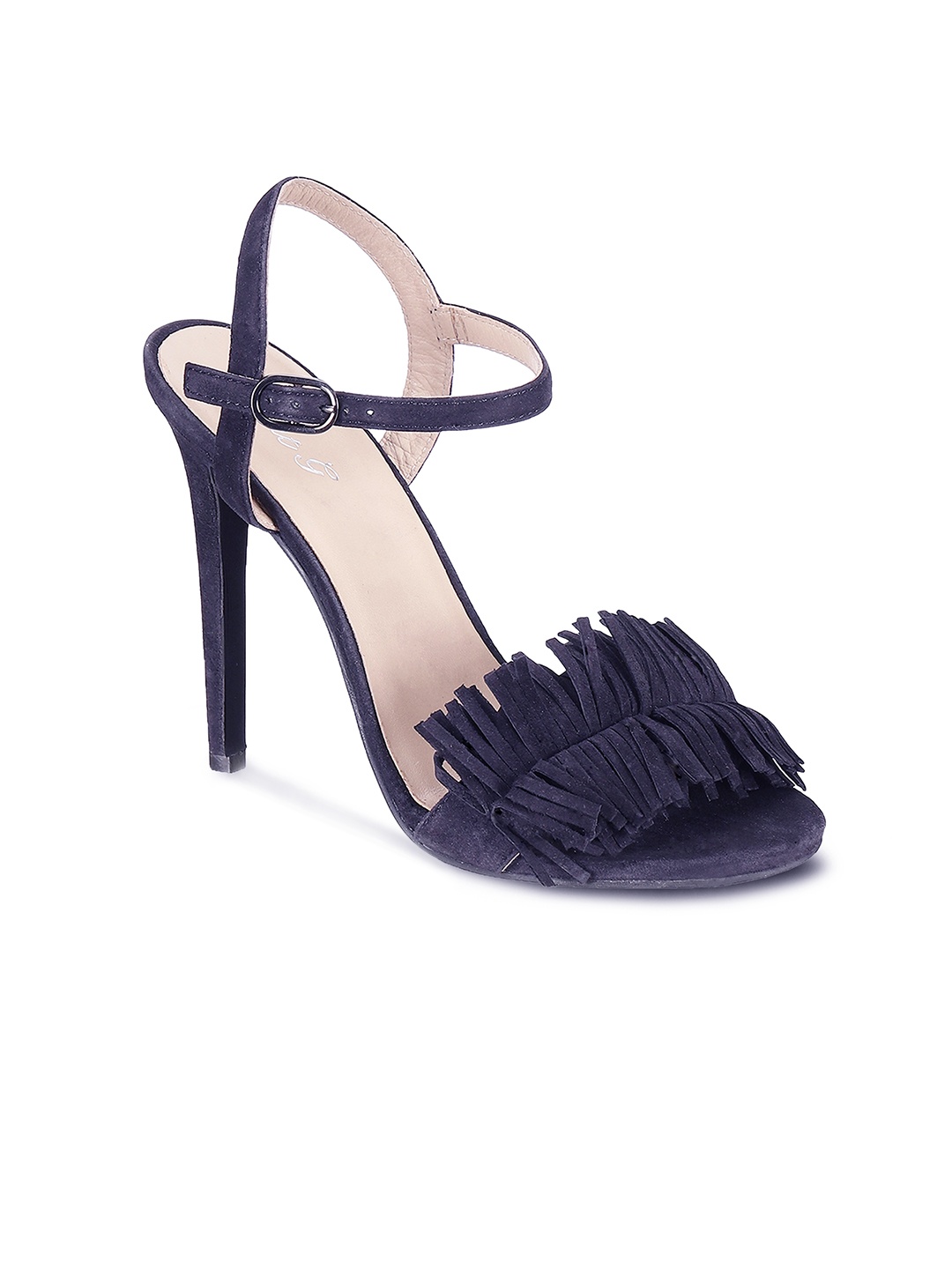 

Saint G Women Navy Blue Solid Leather Peep Toes