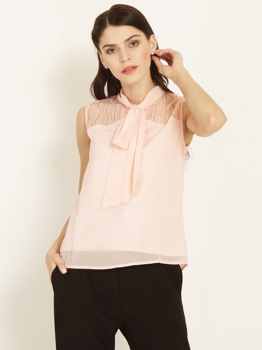 

Marie Claire Women Pink Solid Top