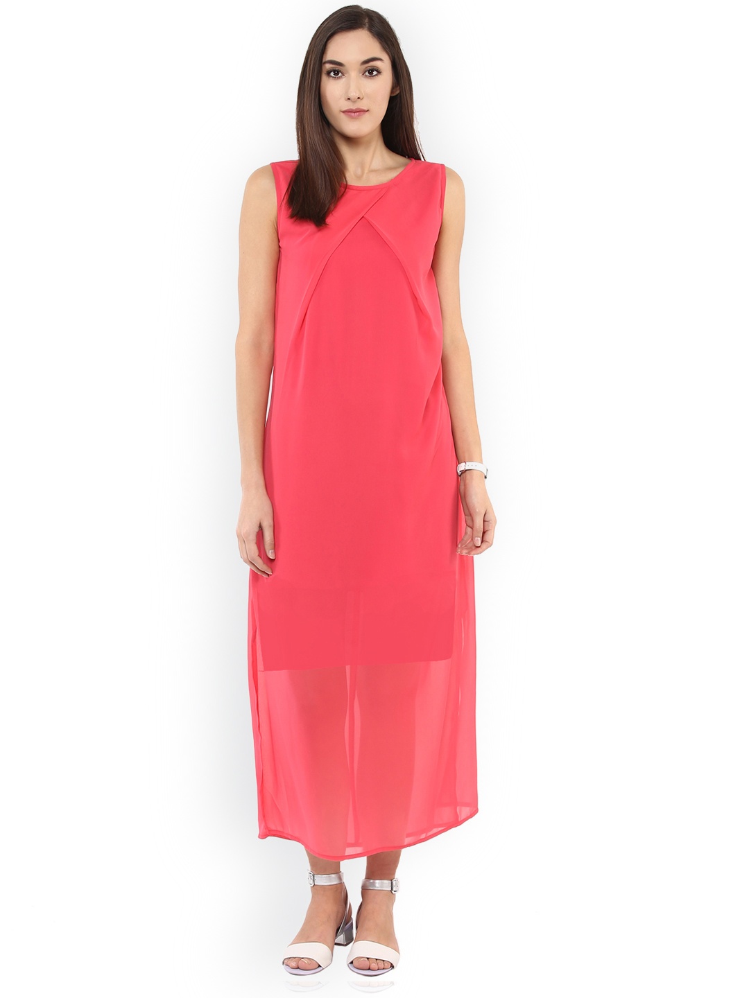 

Zima Leto Women Peach-Coloured Solid Maxi Dress