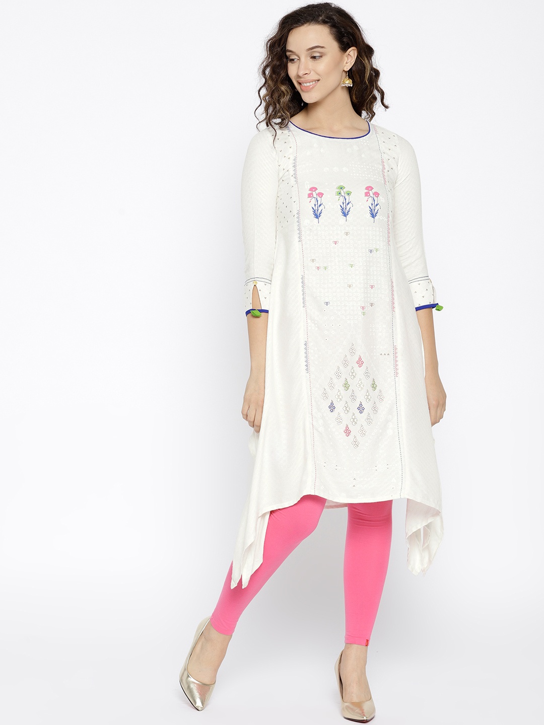 

Span Women White Printed A-Line Kurta