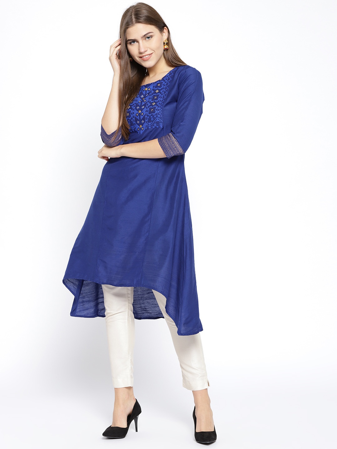 

Span Women Blue Yoke Design A-Line Kurta