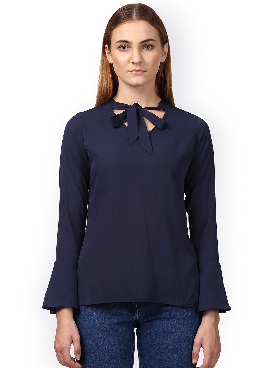 

Park Avenue Women Navy Blue Solid Top