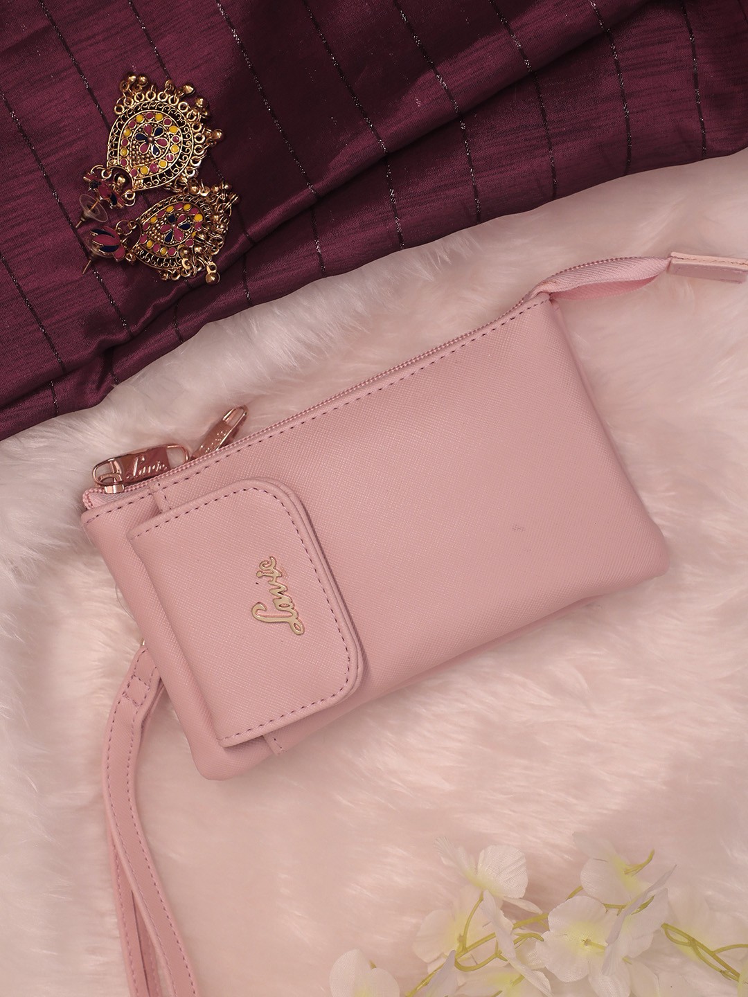 

Lavie Kami Women Pink Solid Multi Utility Mobile Pouch