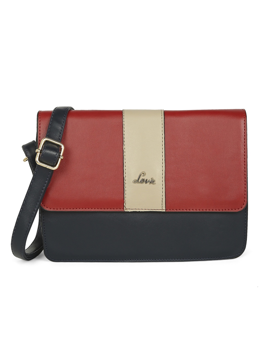 

Lavie Cetan Hardflip Women Navy Blue and Red Sling bag