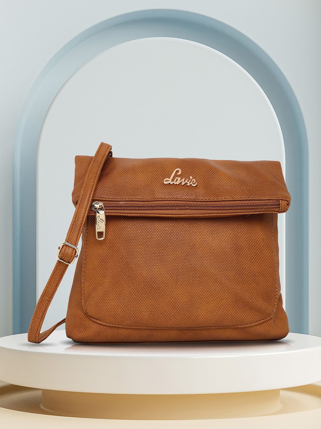 

Lavie Cetan Women Tan Brown Zip Flap Sling Bag