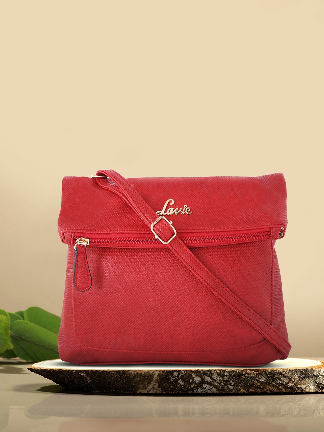 

Lavie Cetan Women Red Zip Flap Sling Bag