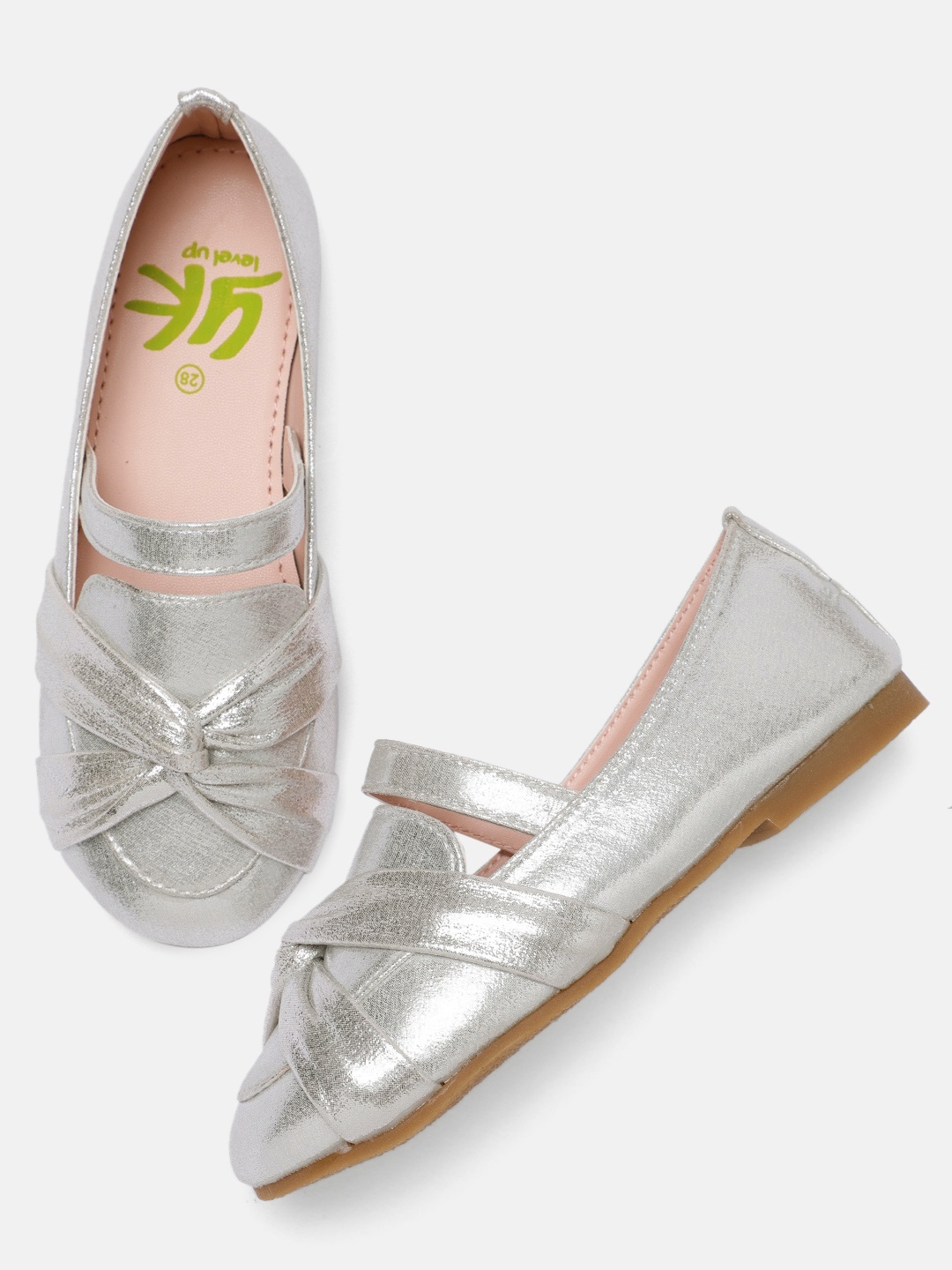 

YK Girls Metallic Solid Ballerinas, Silver