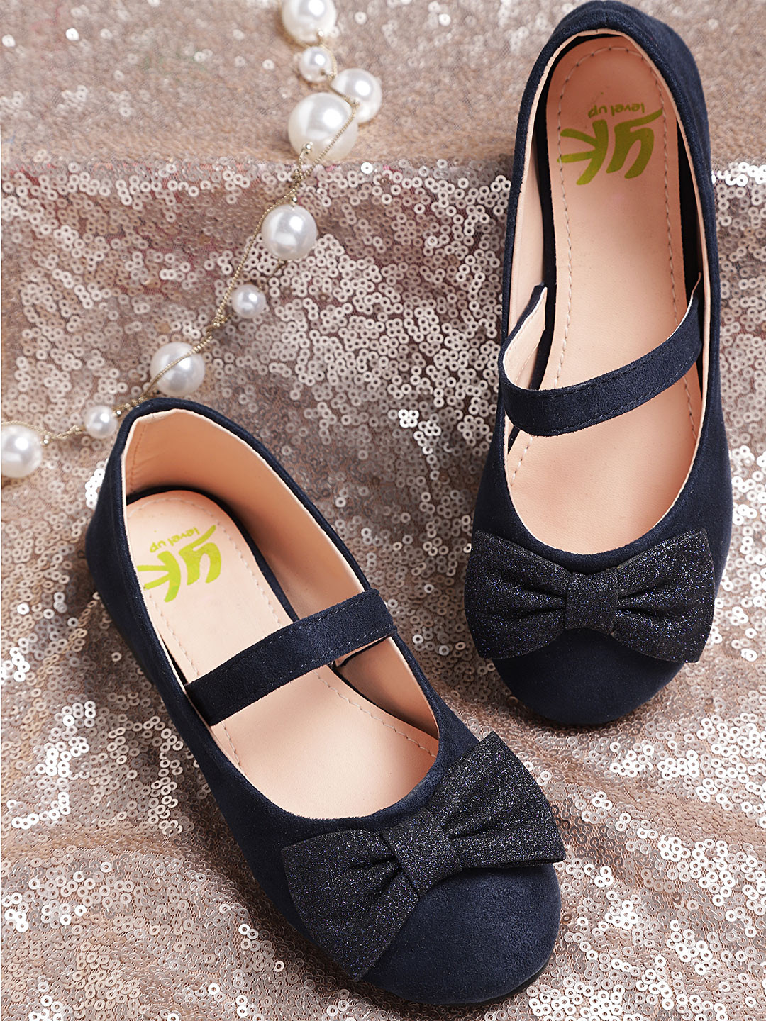 

YK Girls Navy Blue Solid Ballerinas