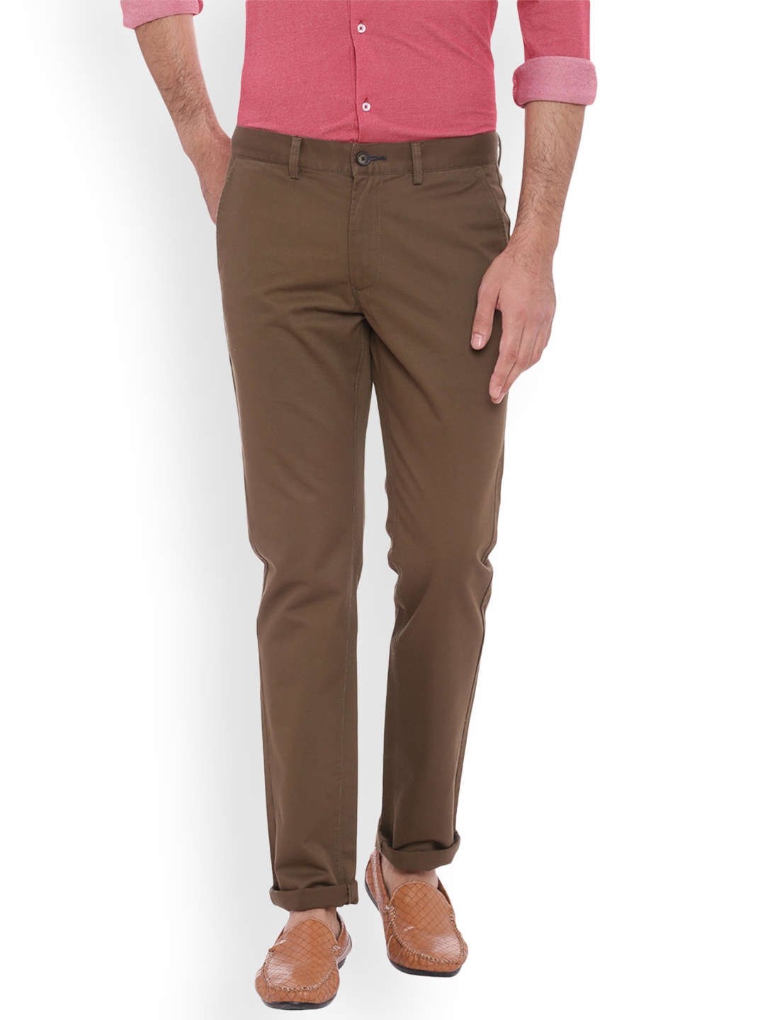 

Basics Men Brown Tapered Fit Solid Chinos