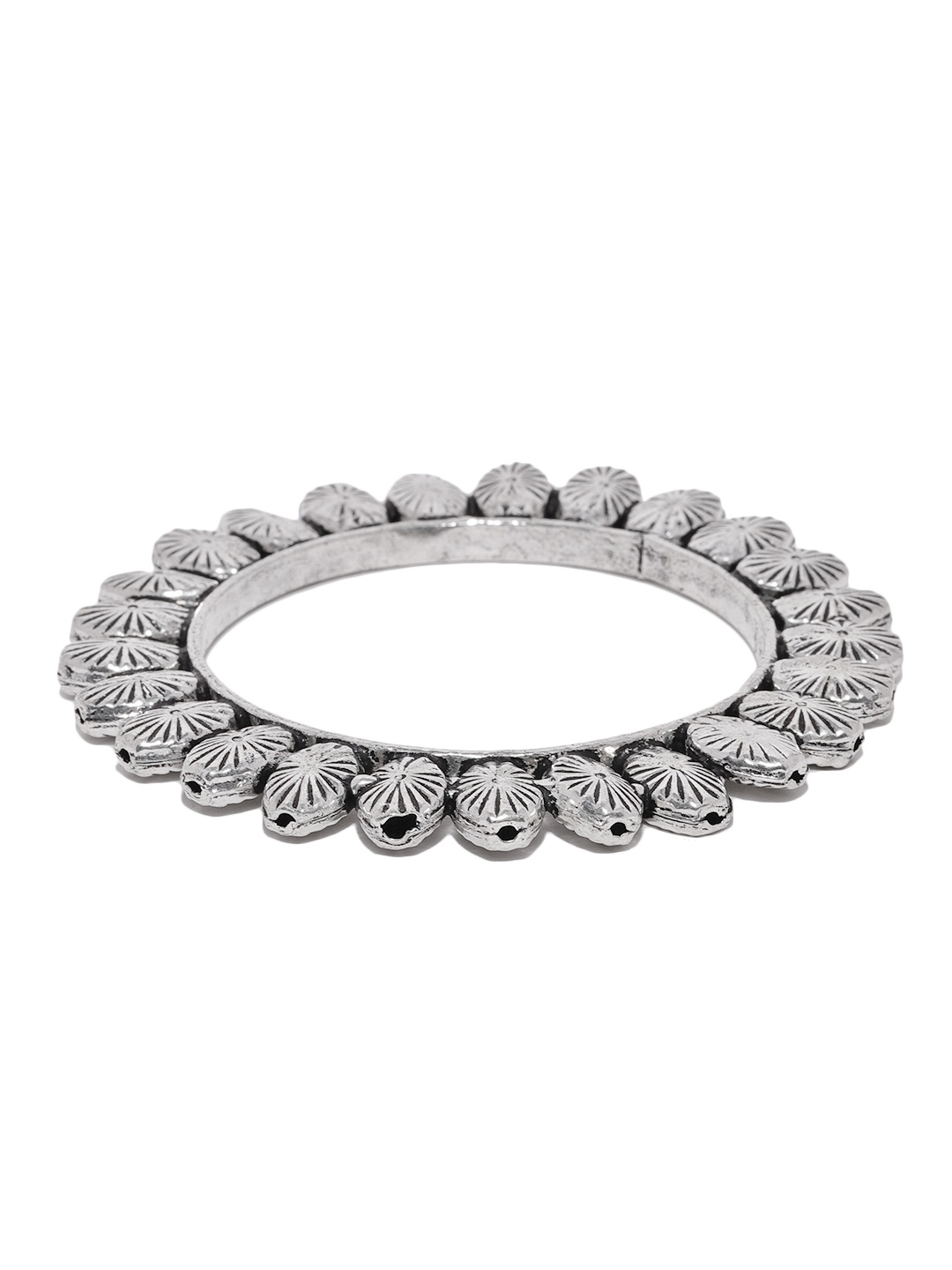 

Fida Women Silver-Toned Oxidised Meenika Kada Bangle