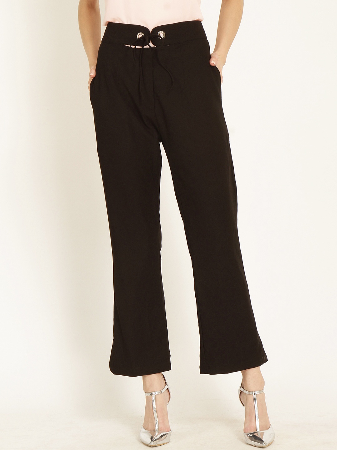 

Marie Claire Women Black Regular Fit Solid Bootcut Trousers