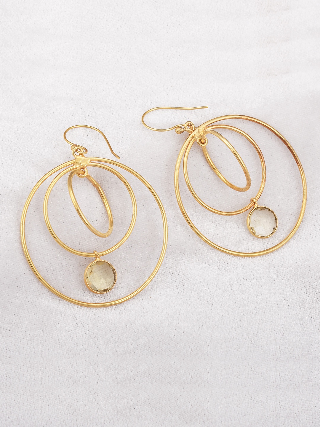 

Tistabene Gold-Plated & Yellow Circular Drop Earrings